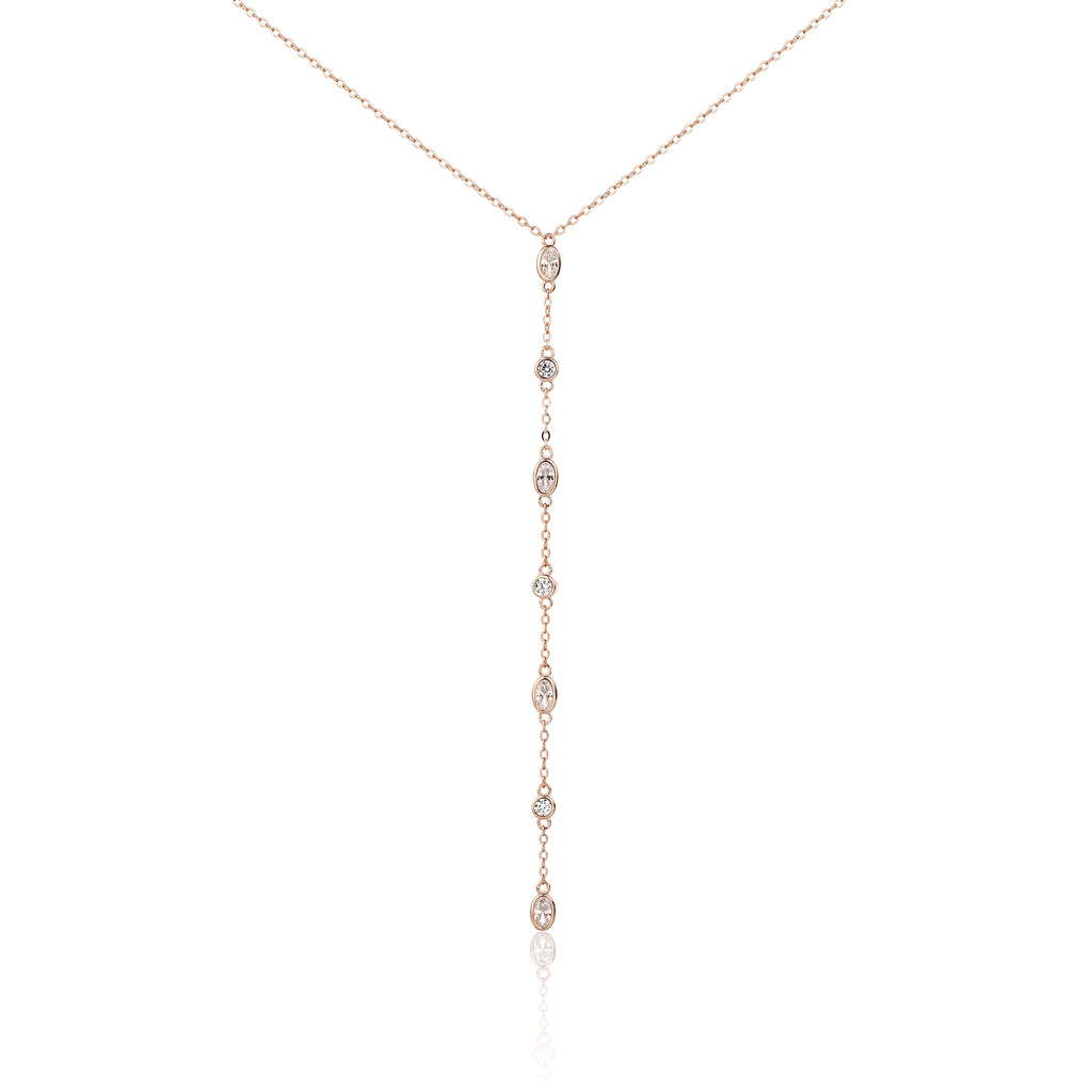 שרשרת כסף רוז גולד זרקון - שיר