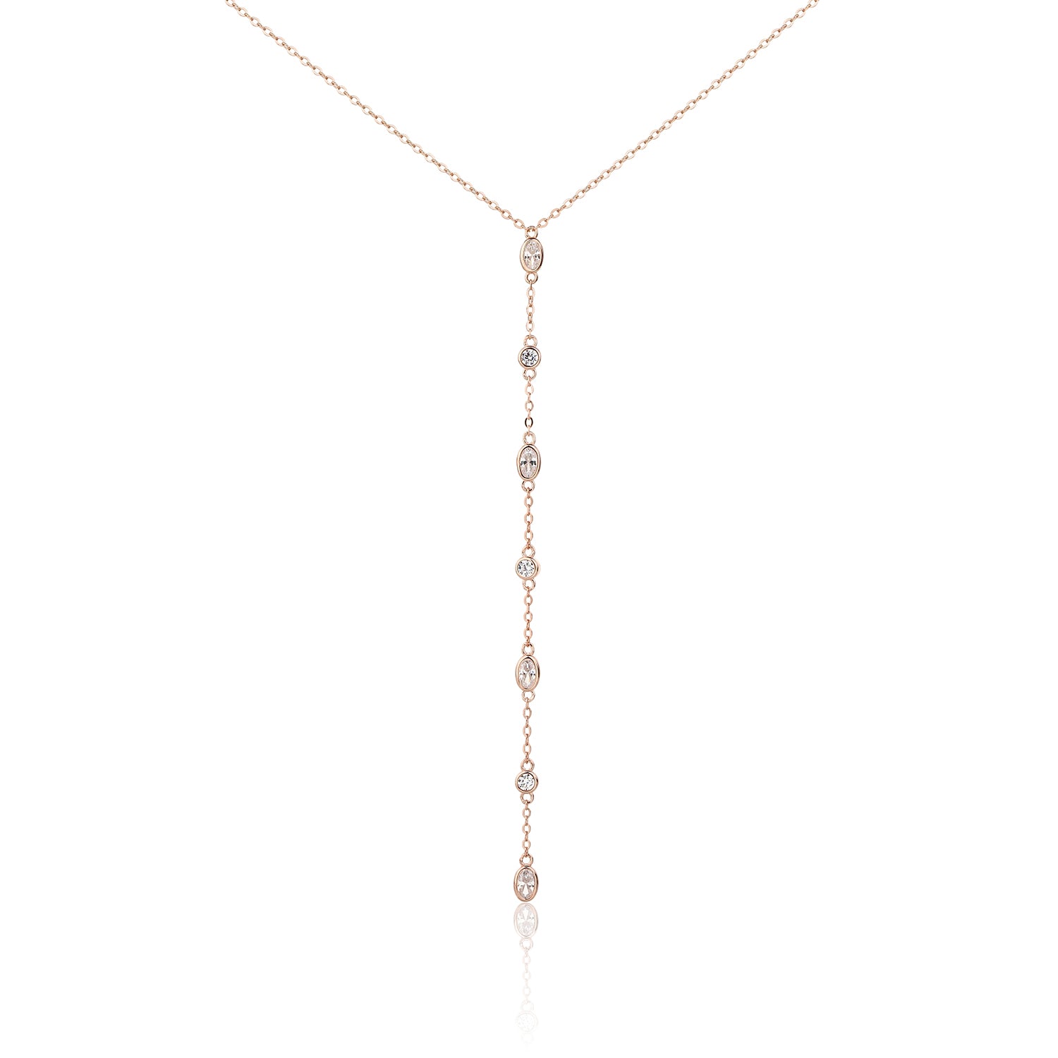 שרשרת כסף רוז גולד זרקון - שיר